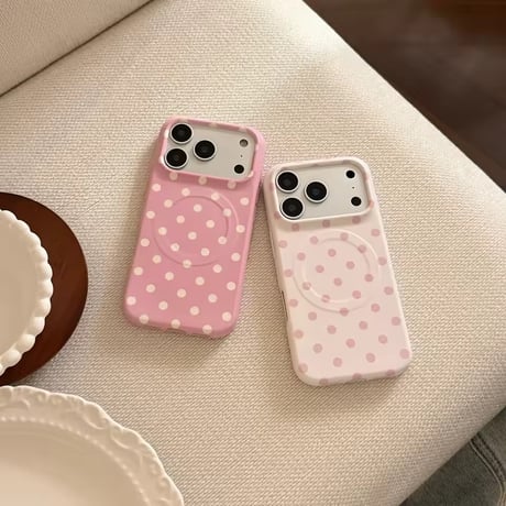 S75589 ピンクドットMagSafe対応iPhoneケース