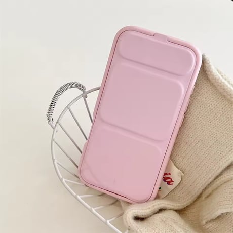 K23031 くすみカラー背面スタンド付きiPhoneケース