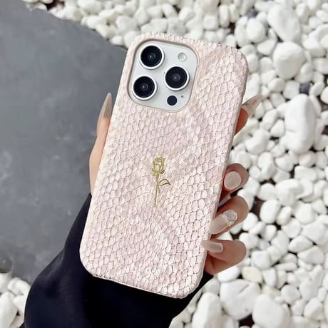 S75260 ローズモチーフ レザーテクスチャー iPhoneケース
