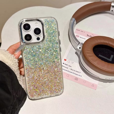 S74615 きらめきグラデーションのラメiPhoneケース