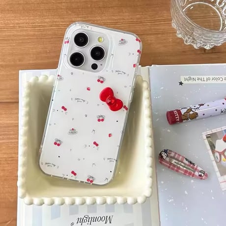 S75358 チェリードットリボン iPhoneケース