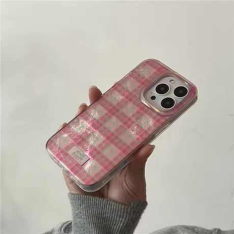 S74928 ガーリーピンクチェック iPhoneケース