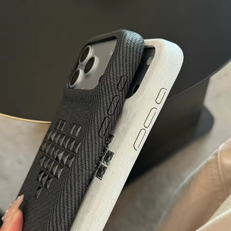 S75634 スタッズハート デニムライクiPhoneケース