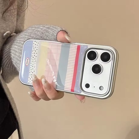S75106 パステルミックスストライプ iPhoneケース