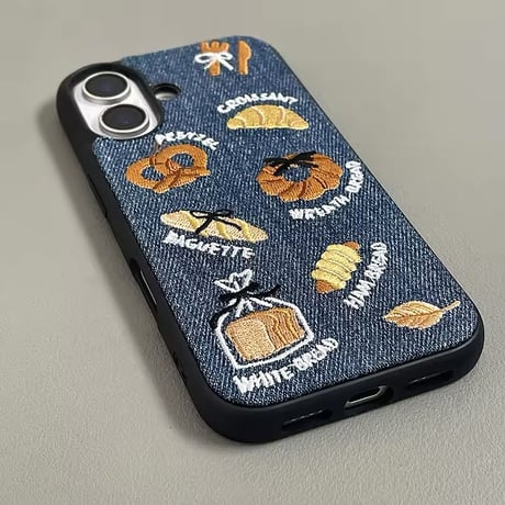 S74568 パン屋さん刺繍デニム iPhoneケース