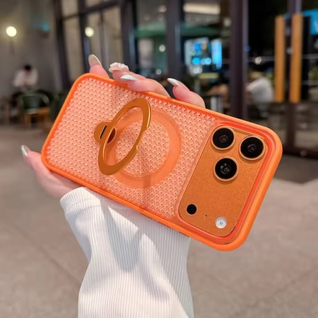 S75530 メッシュデザイン回転リング付きMagSafe対応iPhoneケース