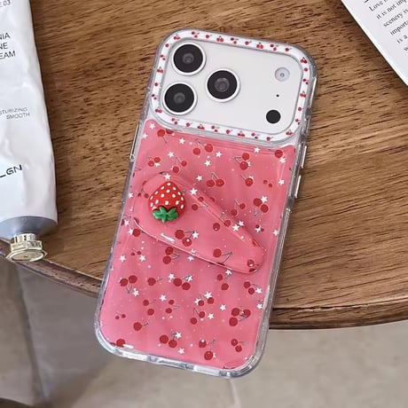K23108 いちごチェリースタンドiPhoneケース