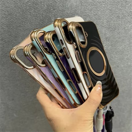 K22671 MagSafe対応ゴールドサークルストラップ iPhoneケース