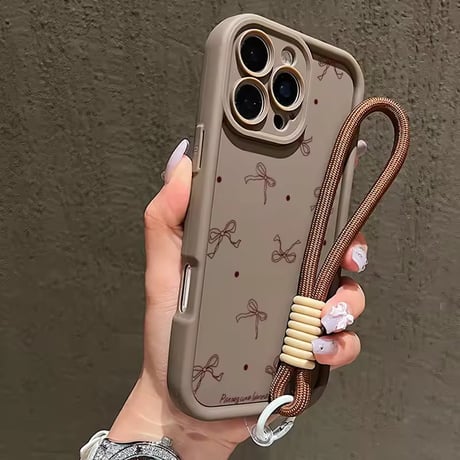 K22953 プチリボンドット iPhoneケース（ストラップ付き）