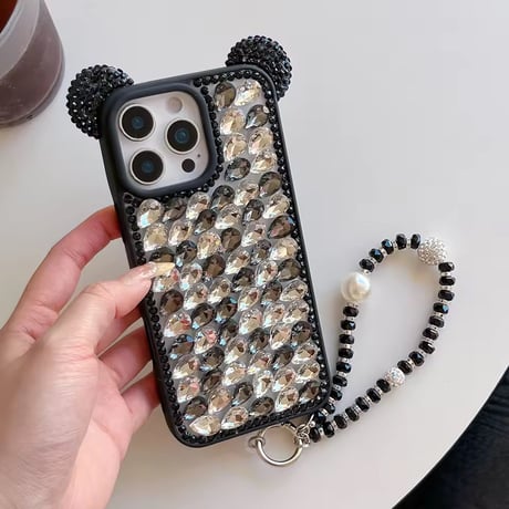 K22958 ビジューベア ストラップ付き iPhoneケース