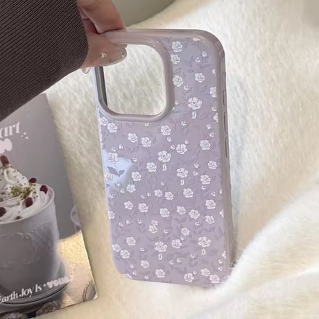 S75207 くすみローズフラワー iPhoneケース
