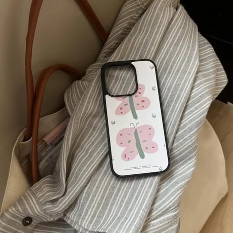 S74706 ピンクバタフライiPhoneケース
