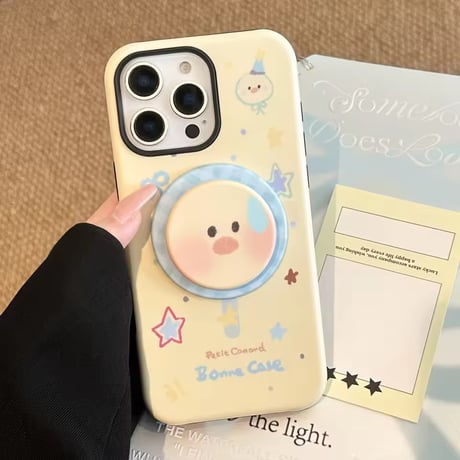 K22919 アニマルフェイス グリップ付きiPhoneケース
