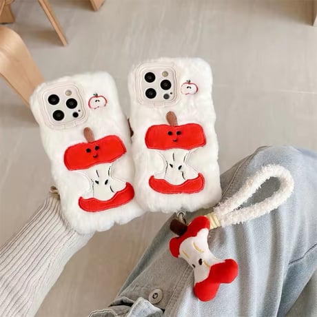 K22623 アップルコアふわもこスタンドiPhoneケース