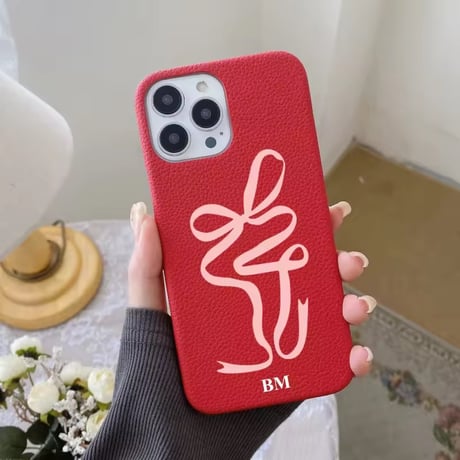 S75179 イニシャル入り ラインリボン iPhoneケース