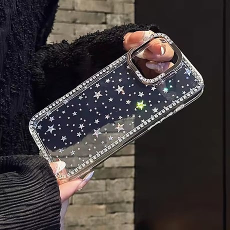 L62427 スターダストグリッタークリアiPhoneケース