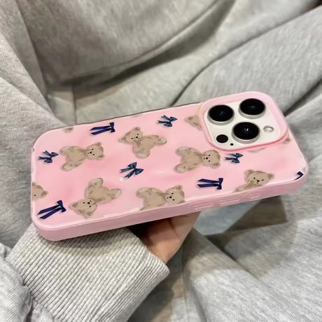 S75539 くまリボンパターンiPhoneケース