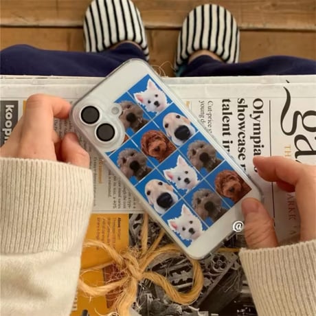 L62174 ドッグフォトグリッド iPhoneケース