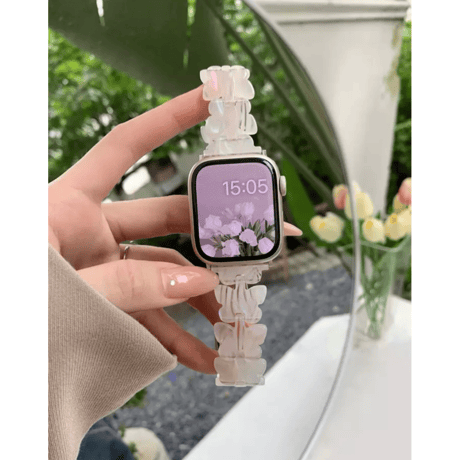N00037 フラワリーベア クリアApple Watchバンド