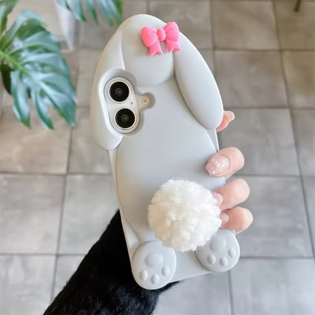 【即納商品】S74494 もこしっぽうさぎの立体iPhoneケース