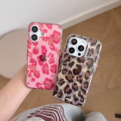 L62352 クリア×レオパード iPhoneケース