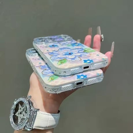 S75428 ブルーフラワーガーデン iPhoneケース