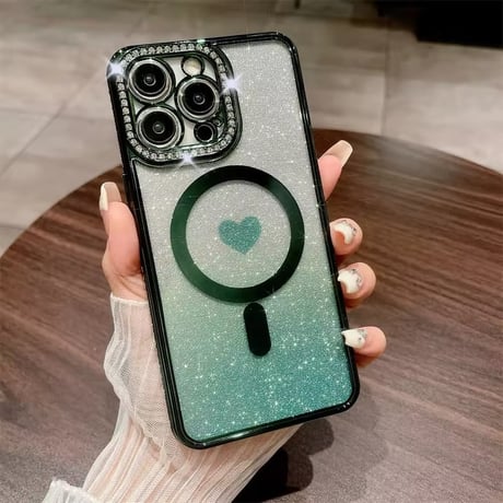 【即納商品】S74427 ハートラメMagSafe対応iPhoneケース