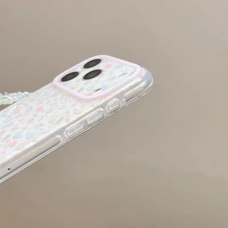 S75500 小花とビーズストラップのiPhoneケース