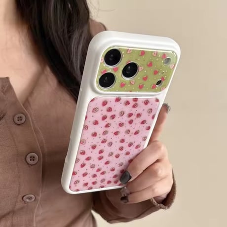 K23079 ストロベリードットビーズストラップ付き iPhoneケース