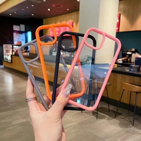 【即納商品】L62041 シンプルカラーフレーム クリアiPhoneケース
