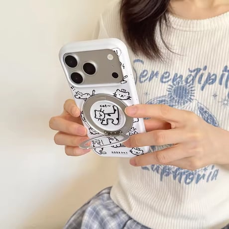 K23177 くるくるアニマル 回転リング付きiPhoneケース