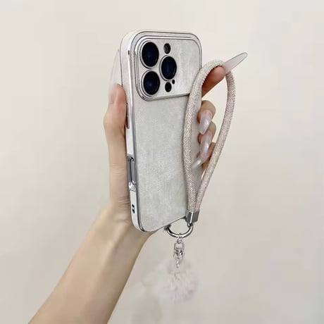 K23023 ファーストラップ付きデニム調iPhoneケース