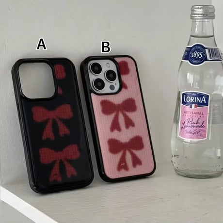 S75329 リボンモチーフ柄 iPhoneケース
