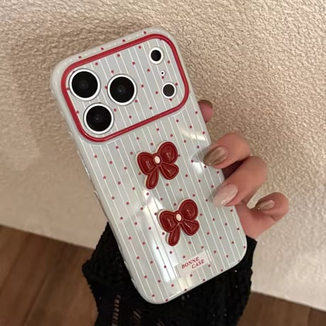 S75624 チェリーリボンドット iPhoneケース