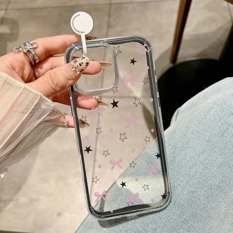 L62420 ロマンティックリボンクリアiPhoneケース