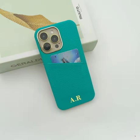K23055 イニシャル刻印対応 カードポケット付きiPhoneケース