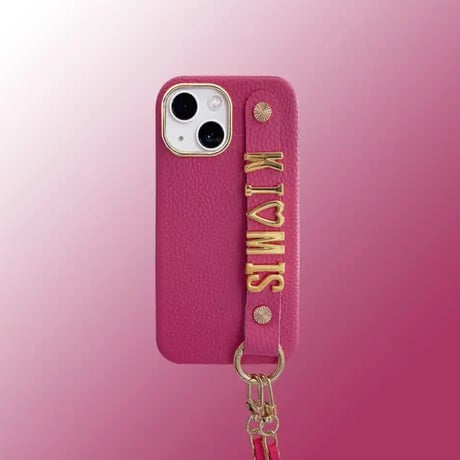 K22414  カスタムネーム ストラップ付きiPhoneケース