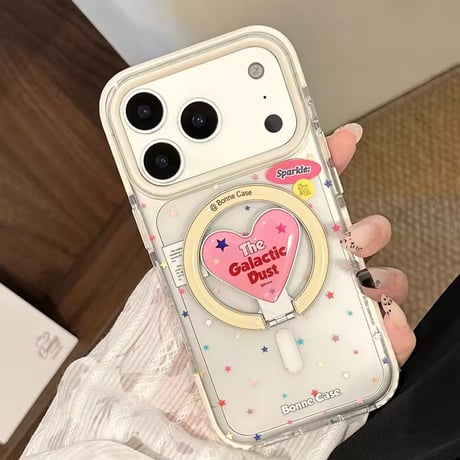 K23124 ハートリング付き スターダストクリアiPhoneケース