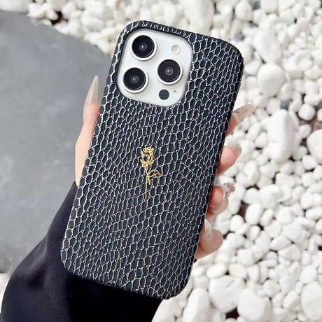 S75260 ローズモチーフ レザーテクスチャー iPhoneケース