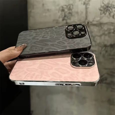 S74693 レオパード柄メタリックフレームiPhoneケース