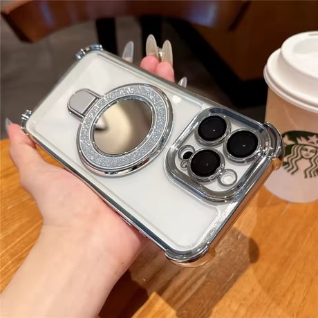 K23067 ミラーリングスタンド付きクリアiPhoneケース