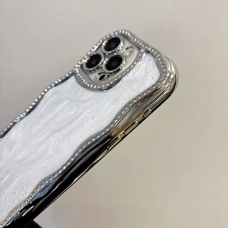 S74448 ラグジュアリーシルバーグリッター iPhoneケース