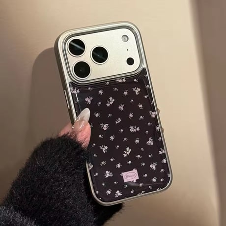 S75182 ミニフラワー シルバーフレーム iPhoneケース