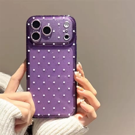L62398 ドット柄 グリッタークリア iPhoneケース