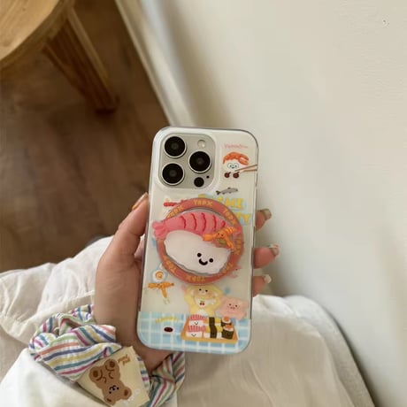 K22780 えびソケット付きすしパーティーiPhoneケース