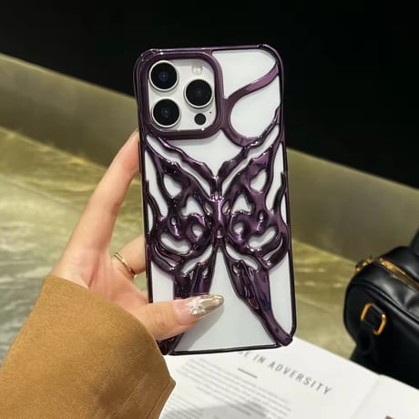 S74708 メタリックバタフライアーマーiPhoneケース