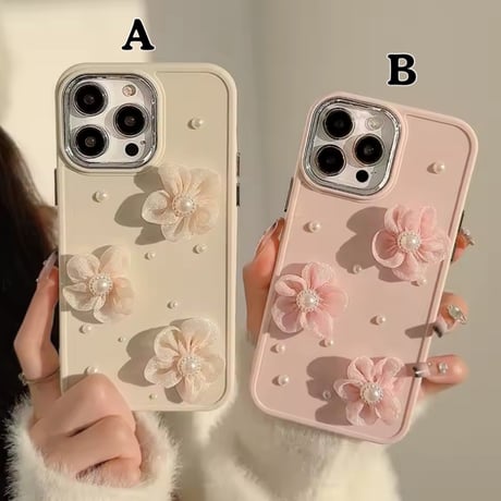 S74160 3Dフラワーパール iPhoneケース