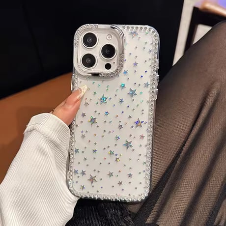 L62427 スターダストグリッタークリアiPhoneケース