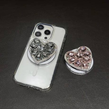 MagSafe対応 スマホグリップ ハート グリッター キラキラ P0264  iPhoneaccessory