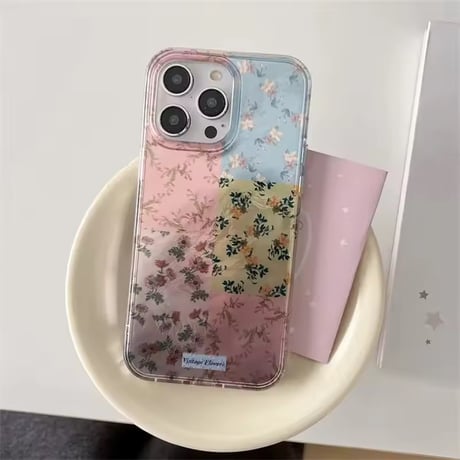 S75026 花柄パッチワーク iPhoneケース